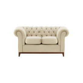 Chesterfield Wood 2-Seater Sofa, beige, Leg colour: aveo