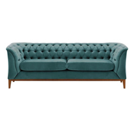 Chesterfield Modern 2,5 Seater Sofa Wood, navy blue, Leg colour: like oak