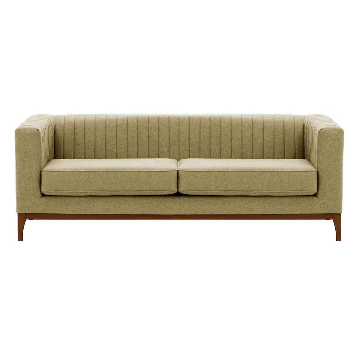 Slender Wood 3 Seater Sofa, beige, Leg colour: dark oak - image 1