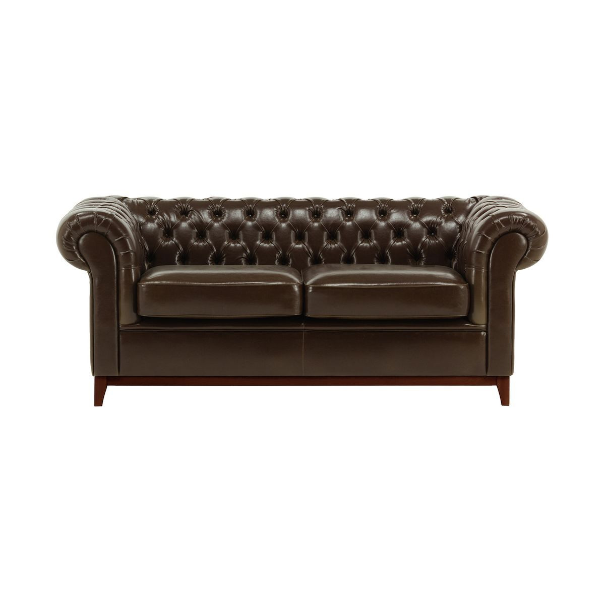 Chesterfield Wood 3 Seater Sofa in Vegan Leather, antracite, Leg colour: wax black - image 1