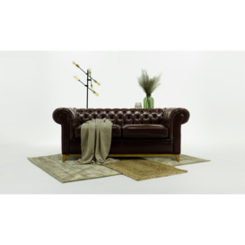 Chesterfield Wood 3 Seater Sofa in Vegan Leather, antracite, Leg colour: wax black - thumbnail 3