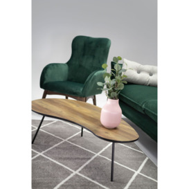 Hollis Wingback Chair, olive green, Leg colour: like oak - thumbnail 3