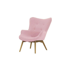 Ducon Wingback Chair, pink, Leg colour: like oak