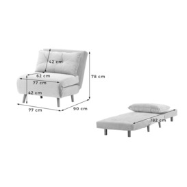 Flic Single Sofa Bed Chair - width 77 cm, navy blue, Leg colour: black - thumbnail 2