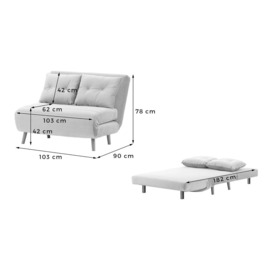 Flic Small Sofa Bed - width 103 cm, light grey, Leg colour: aveo - thumbnail 2