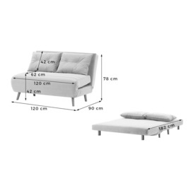 Flic Double Sofa Bed - width 120 cm, grey, Leg colour: like oak - thumbnail 3