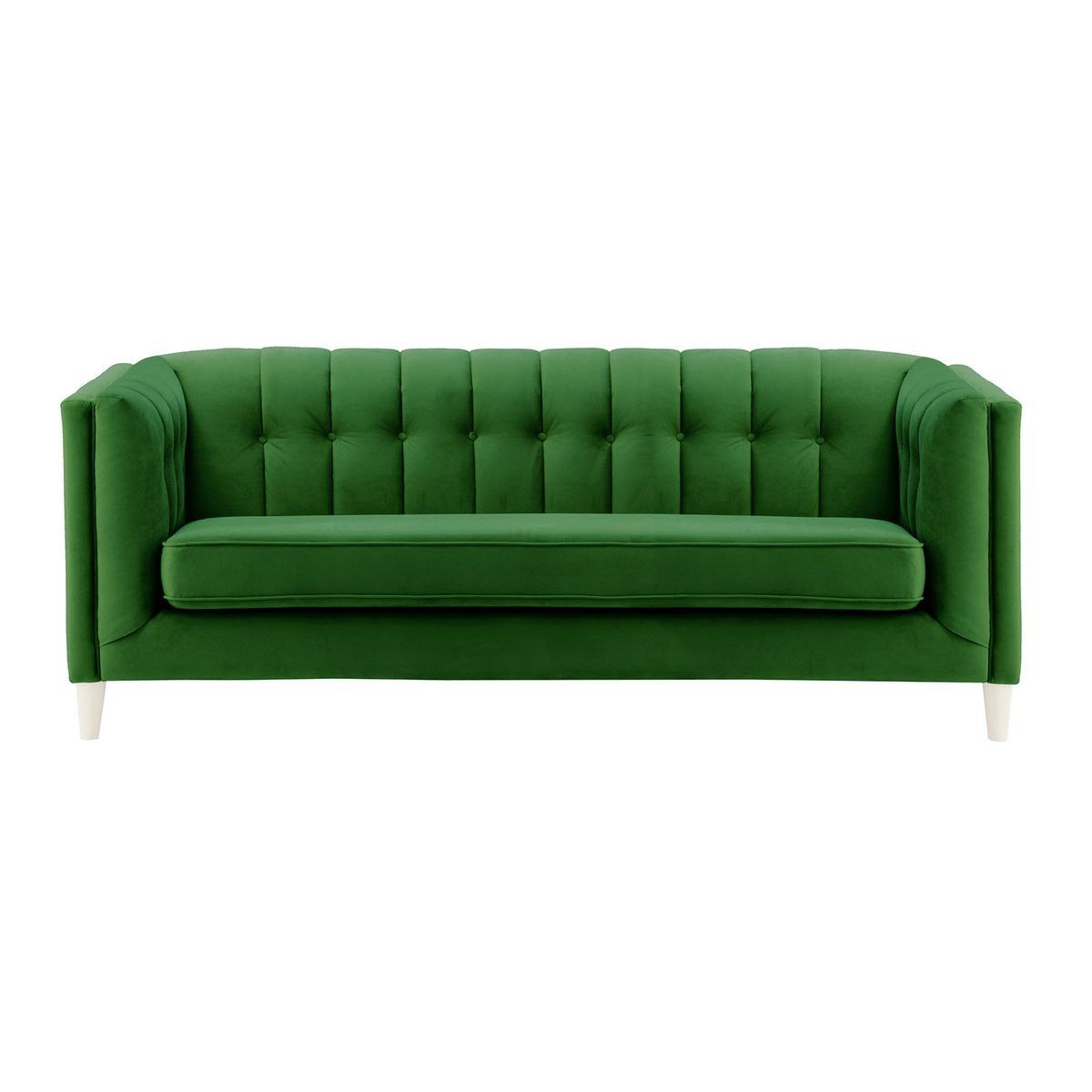 Sodre 3 Seater Sofa, dark green, Leg colour: white - image 1