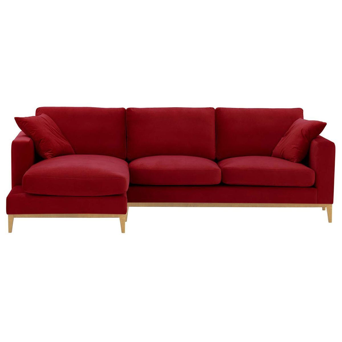 Covex Wood Left-Hand Corner Sofa, dark red, Leg colour: like oak - image 1