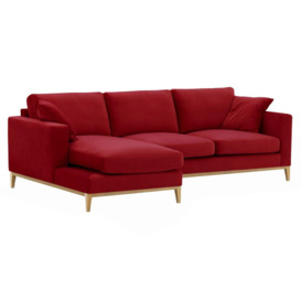 Covex Wood Left-Hand Corner Sofa, dark red, Leg colour: like oak - thumbnail 3