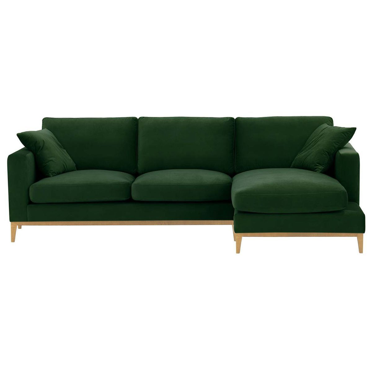 Covex Wood Right-Hand Corner Sofa, dark green, Leg colour: like oak - image 1