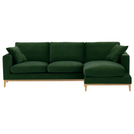 Covex Wood Right-Hand Corner Sofa, dark green, Leg colour: like oak