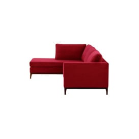 Gosena Wood Left-Hand Corner Sofa, dark red, Leg colour: dark oak - thumbnail 3