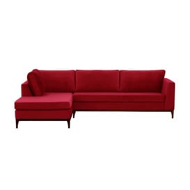 Gosena Wood Left-Hand Corner Sofa, dark red, Leg colour: dark oak - thumbnail 1