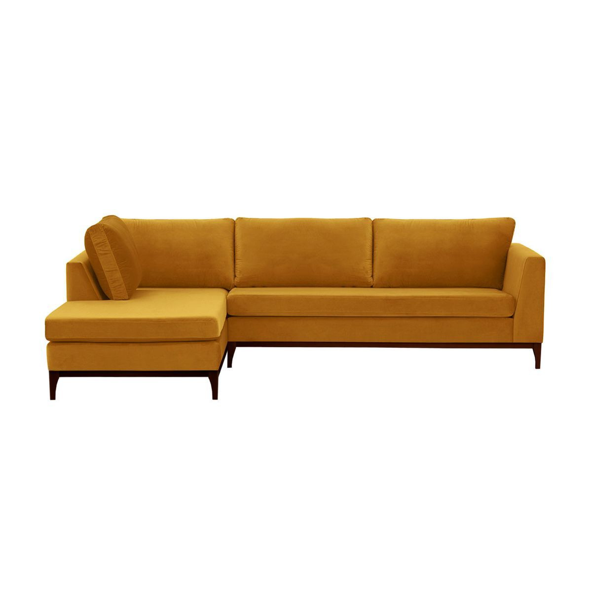 Gosena Wood Left-Hand Corner Sofa, mustard, Leg colour: dark oak - image 1