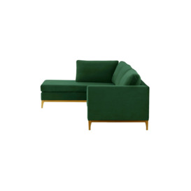 Gosena Wood Left-Hand Corner Sofa, dark green, Leg colour: like oak - thumbnail 3