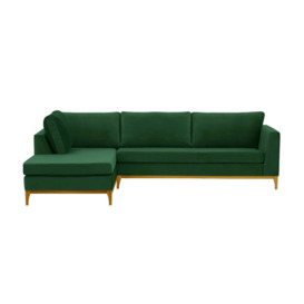 Gosena Wood Left-Hand Corner Sofa, dark green, Leg colour: like oak - thumbnail 1