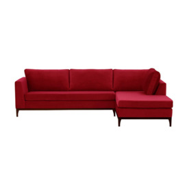 Gosena Wood Right-Hand Corner Sofa, dark red, Leg colour: dark oak - thumbnail 1