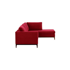 Gosena Wood Right-Hand Corner Sofa, dark red, Leg colour: dark oak - thumbnail 3