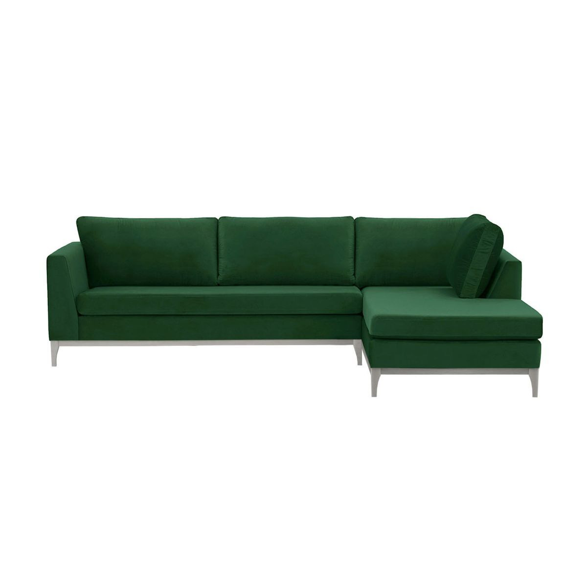 Gosena Wood Right-Hand Corner Sofa, dark green, Leg colour: white - image 1