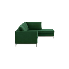 Gosena Wood Right-Hand Corner Sofa, dark green, Leg colour: white - thumbnail 3