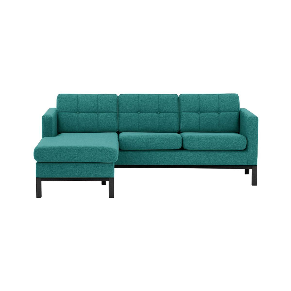 Normann Left Hand Corner Sofa, turquoise, Leg colour: black - image 1