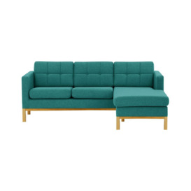 Normann Right Hand Corner Sofa, turquoise, Leg colour: like oak - thumbnail 1