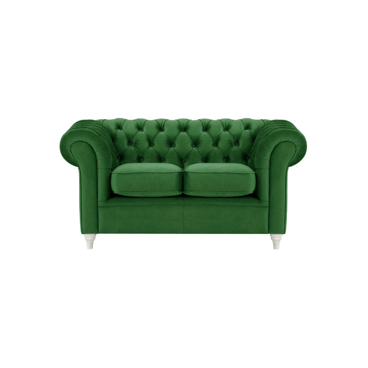 Chesterfield 2 Seater Sofa, dark green, Leg colour: white - image 1