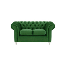 Chesterfield 2 Seater Sofa, dark green, Leg colour: white - thumbnail 1