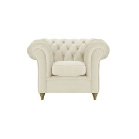 Chesterfield Armchair, light beige, Leg colour: wax black