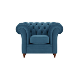Chesterfield Armchair, blue, Leg colour: dark oak - thumbnail 1