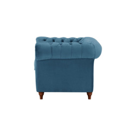 Chesterfield Armchair, blue, Leg colour: dark oak - thumbnail 3