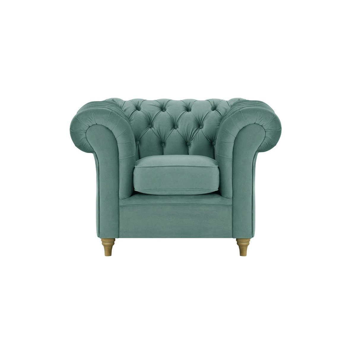 Chesterfield Armchair, dirty blue, Leg colour: wax black - image 1