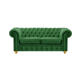 Chesterfield Max 2 Seater Sofa, dark green, Leg colour: like oak - thumbnail 1