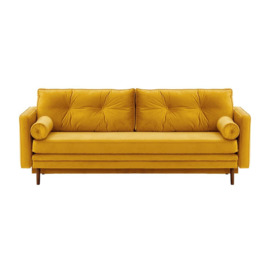 Mossa Sofa Bed with Storage, mustard, Leg colour: dark oak - thumbnail 1