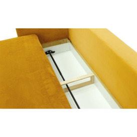 Mossa Sofa Bed with Storage, mustard, Leg colour: dark oak - thumbnail 2