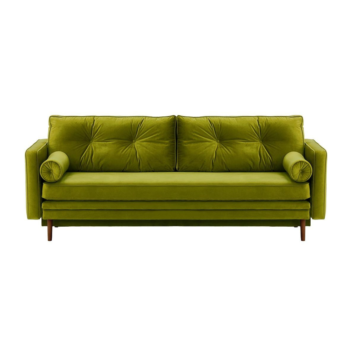 Mossa Sofa Bed with Storage, olive green, Leg colour: dark oak - image 1