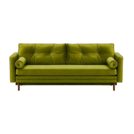 Mossa Sofa Bed with Storage, olive green, Leg colour: dark oak - thumbnail 1