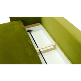 Mossa Sofa Bed with Storage, olive green, Leg colour: dark oak - thumbnail 2