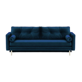Mossa Sofa Bed with Storage, blue, Leg colour: white - thumbnail 1