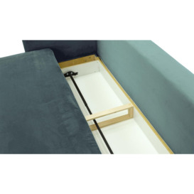 Mossa Sofa Bed with Storage, dirty blue, Leg colour: wax black - thumbnail 2