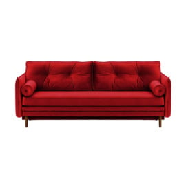 Darnet Sofa Bed with Storage, dark red, Leg colour: dark oak - thumbnail 1