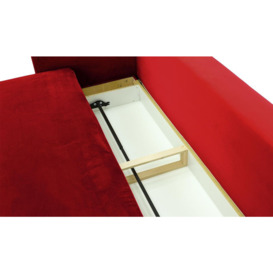 Darnet Sofa Bed with Storage, dark red, Leg colour: dark oak - thumbnail 2