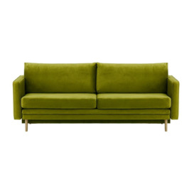 Lioni Sofa Bed with Storage, olive green, Leg colour: wax black