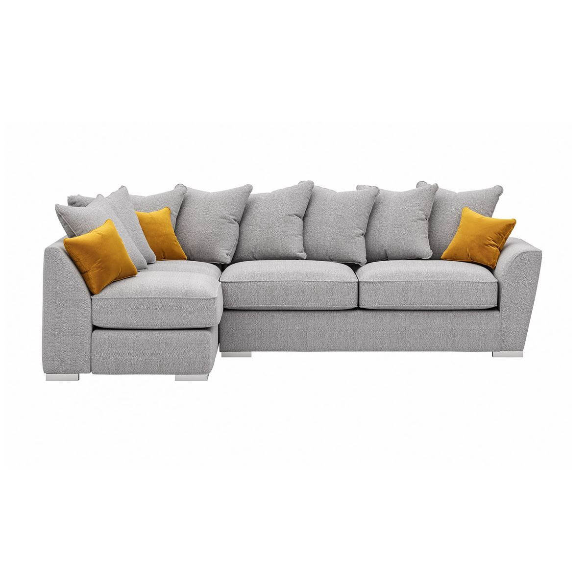 Majestic New Left Hand Corner Sofa with Loose Back Cushions, light grey/mustard - image 1