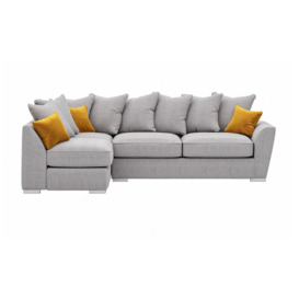 Majestic New Left Hand Corner Sofa with Loose Back Cushions, light grey/mustard
