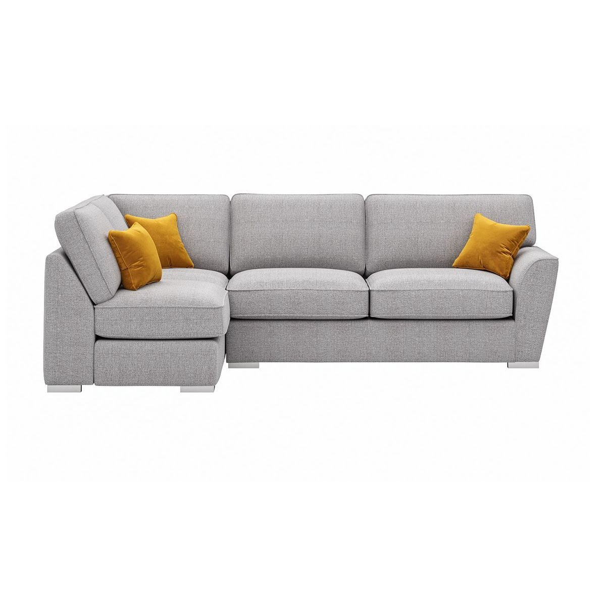 Majestic New Left Hand Corner Sofa with Fitted Back Cushions, light grey/mustard - image 1
