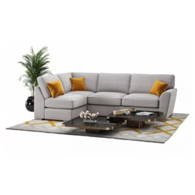 Majestic New Left Hand Corner Sofa with Fitted Back Cushions, light grey/mustard - thumbnail 2