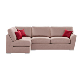 Majestic New Left Hand Corner Sofa with Fitted Back Cushions, pink/dark red