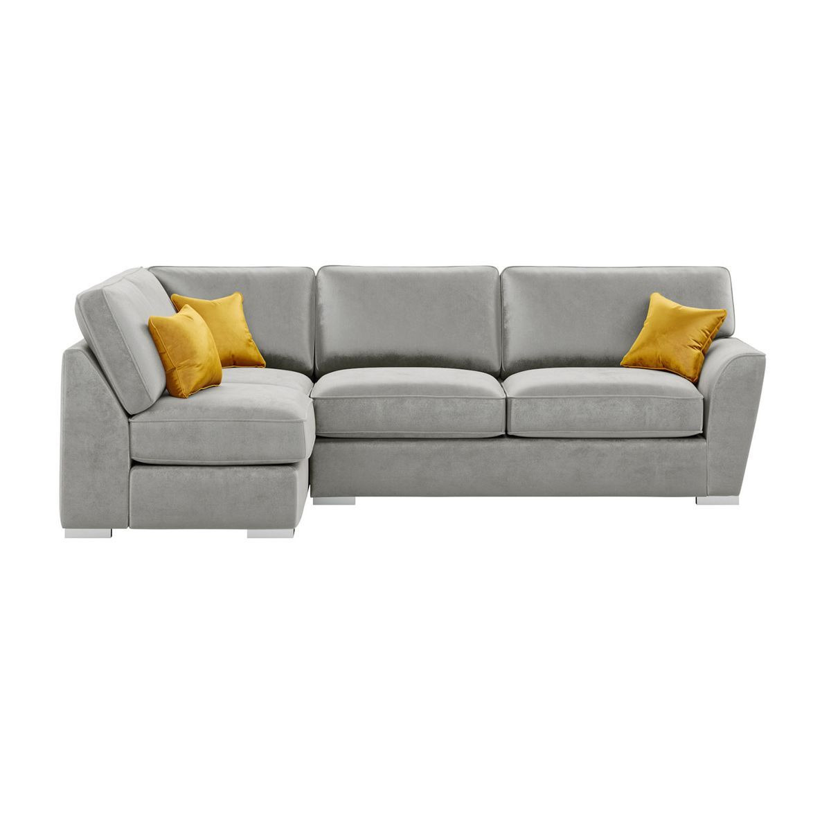 Majestic New Left Hand Corner Sofa with Fitted Back Cushions, silver/mustard - image 1