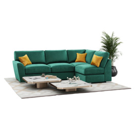 Majestic New Right Hand Corner Sofa with Fitted  Back Cushions, dark green/mustard - thumbnail 2
